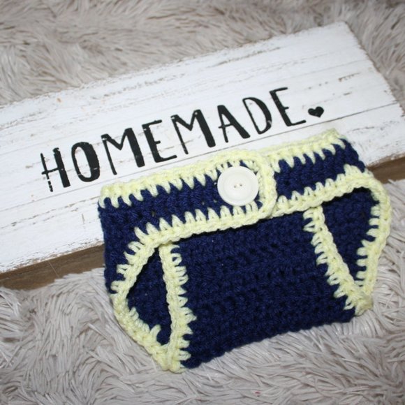 💙 NAVY + YELLOW DIAPER COVER · 0–3 MO 💛 - Picture 3 of 5